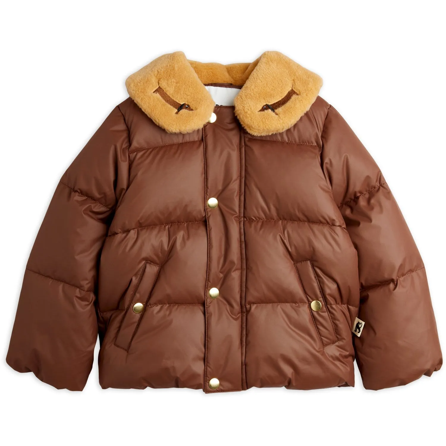 Mini Rodini Brown DAnd Emb Puffer Jacket Utility Focus