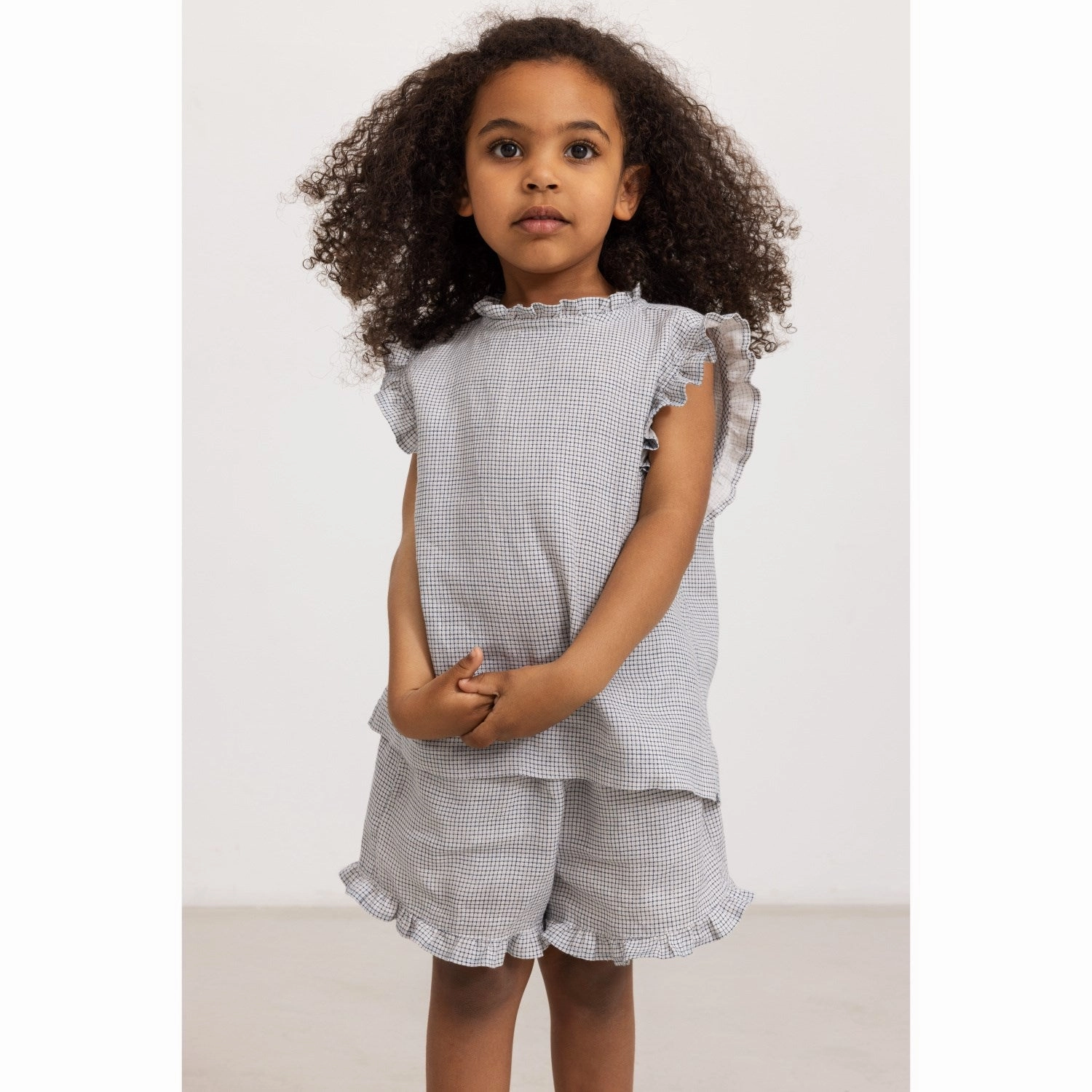 Thermal Regulating Fabric MarMar Linen Mini Check Pala Frill Shorts