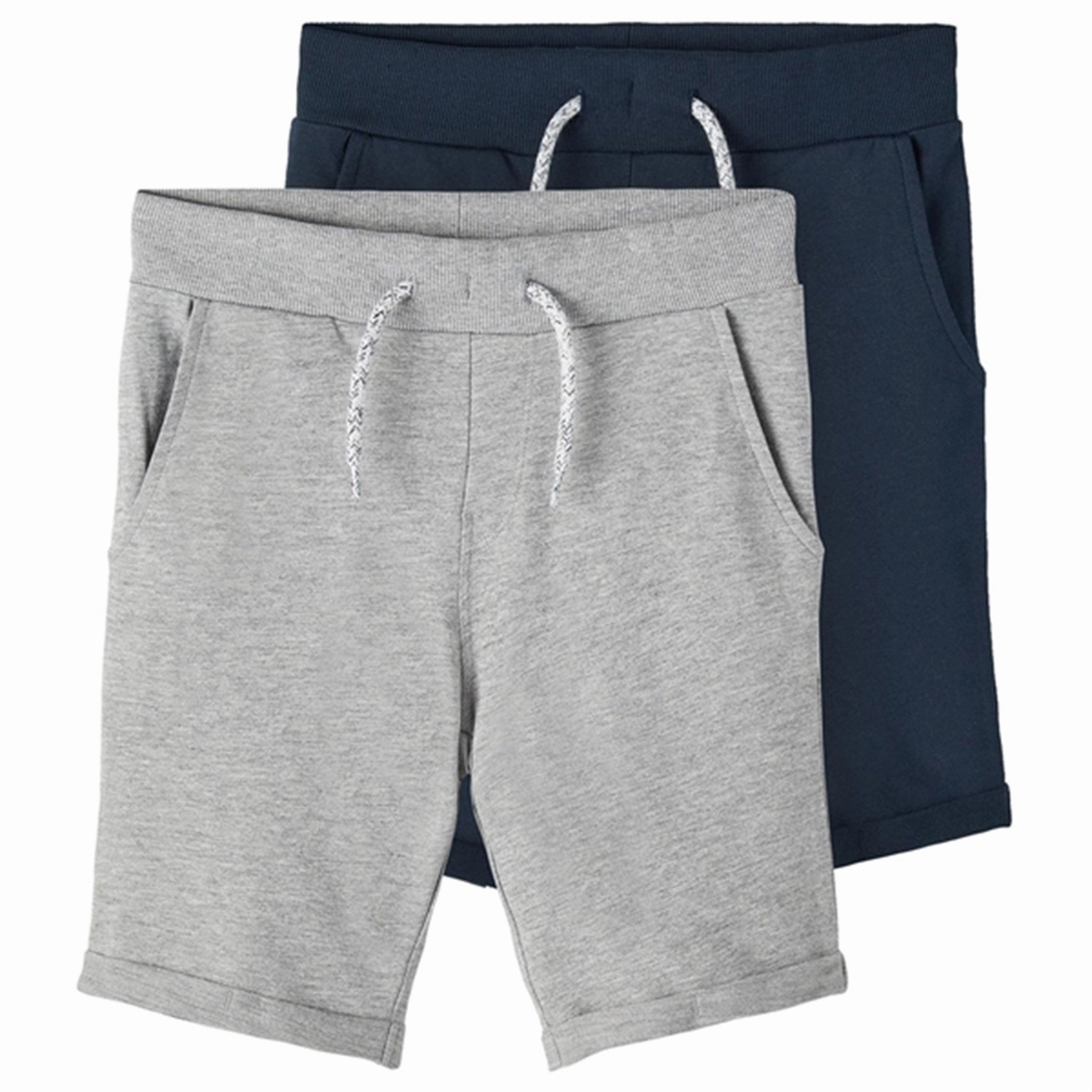 Name it Grey Melange/Dark Sapphire Vermo Lange Sweat Shorts 2-pack Noos kids wear