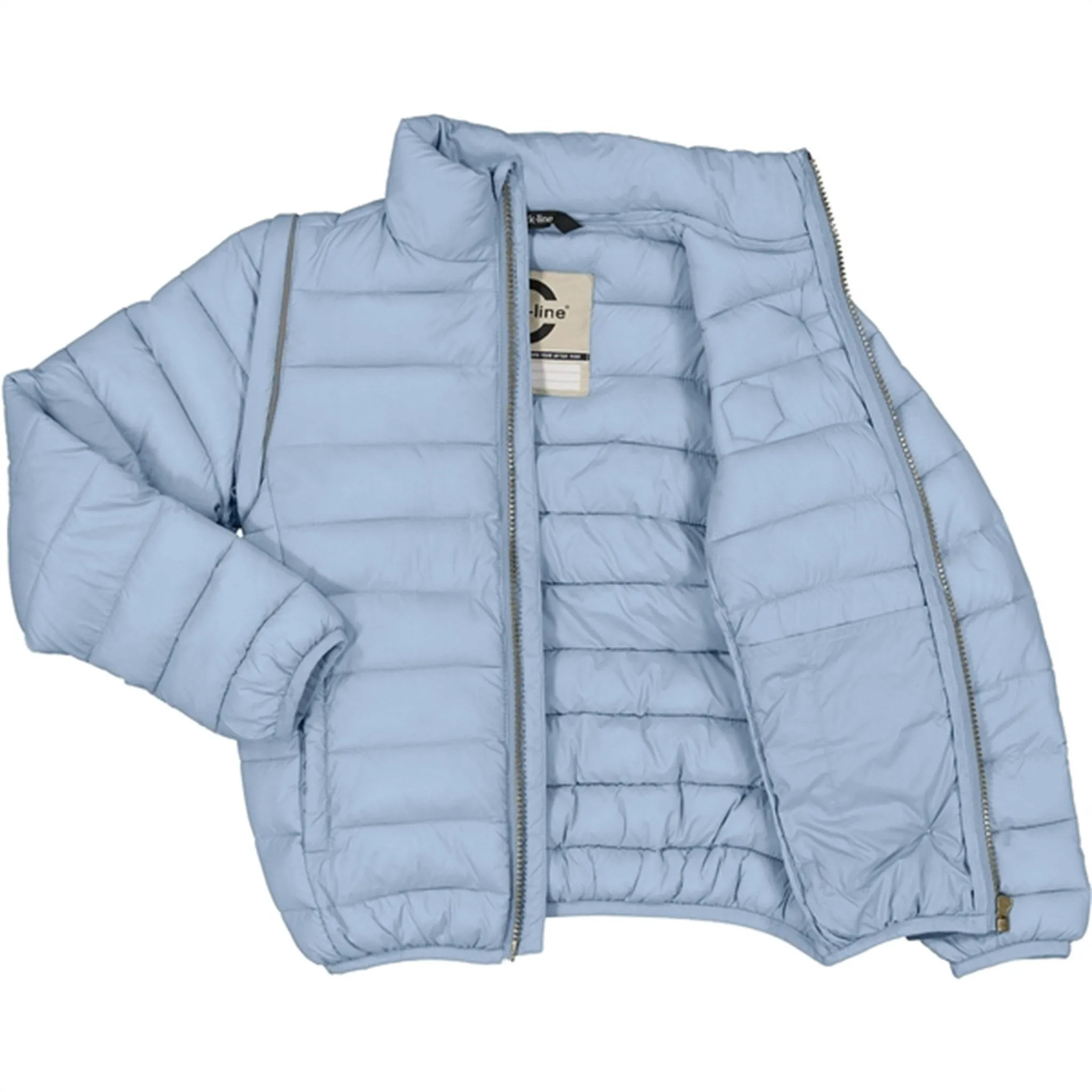Mikk-Line Nylon Puffer 2 in 1 Jacket Faded Denim Chain-Detail