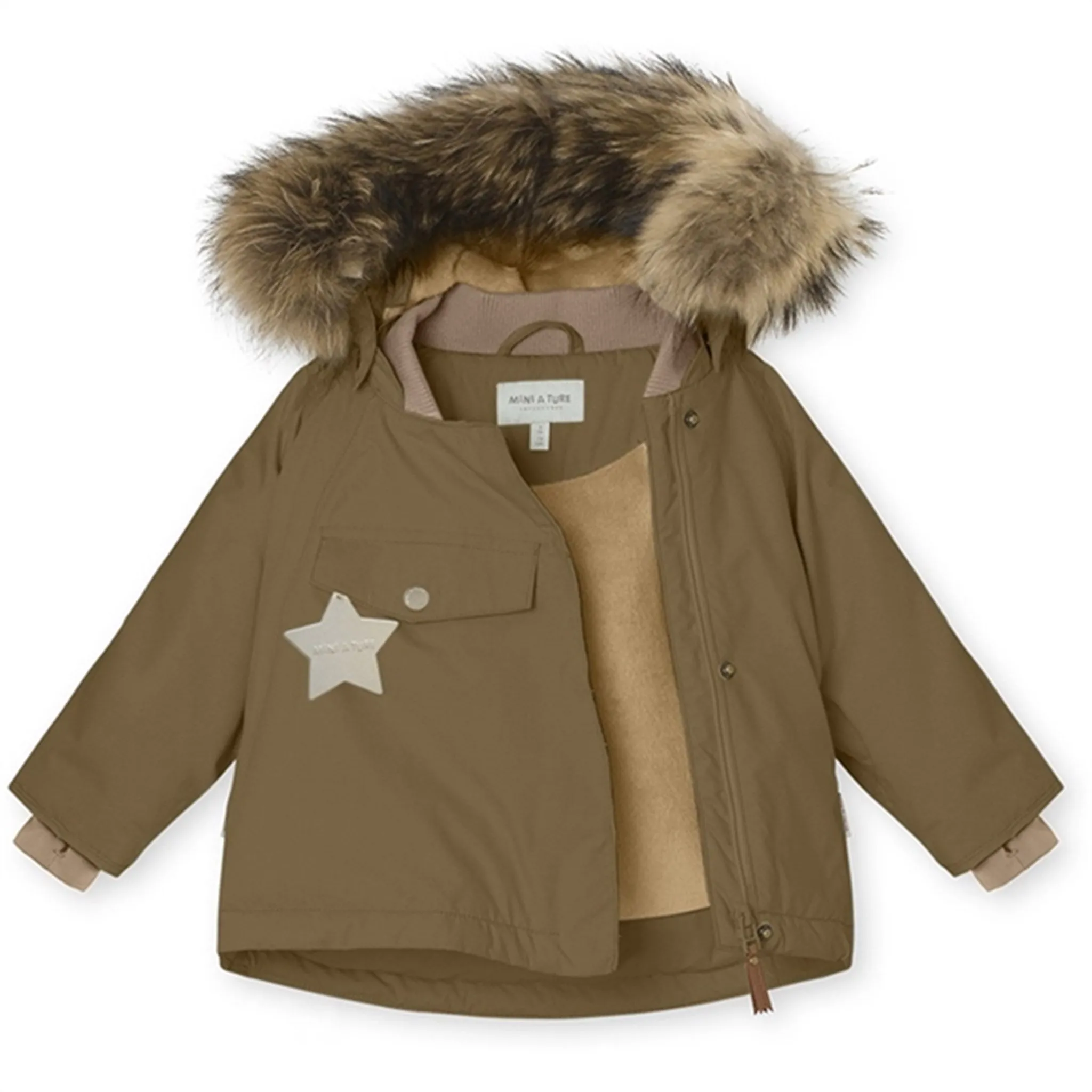 MINI A TURE Wang Fleece Fur Winter Jacket Wood Low Profile