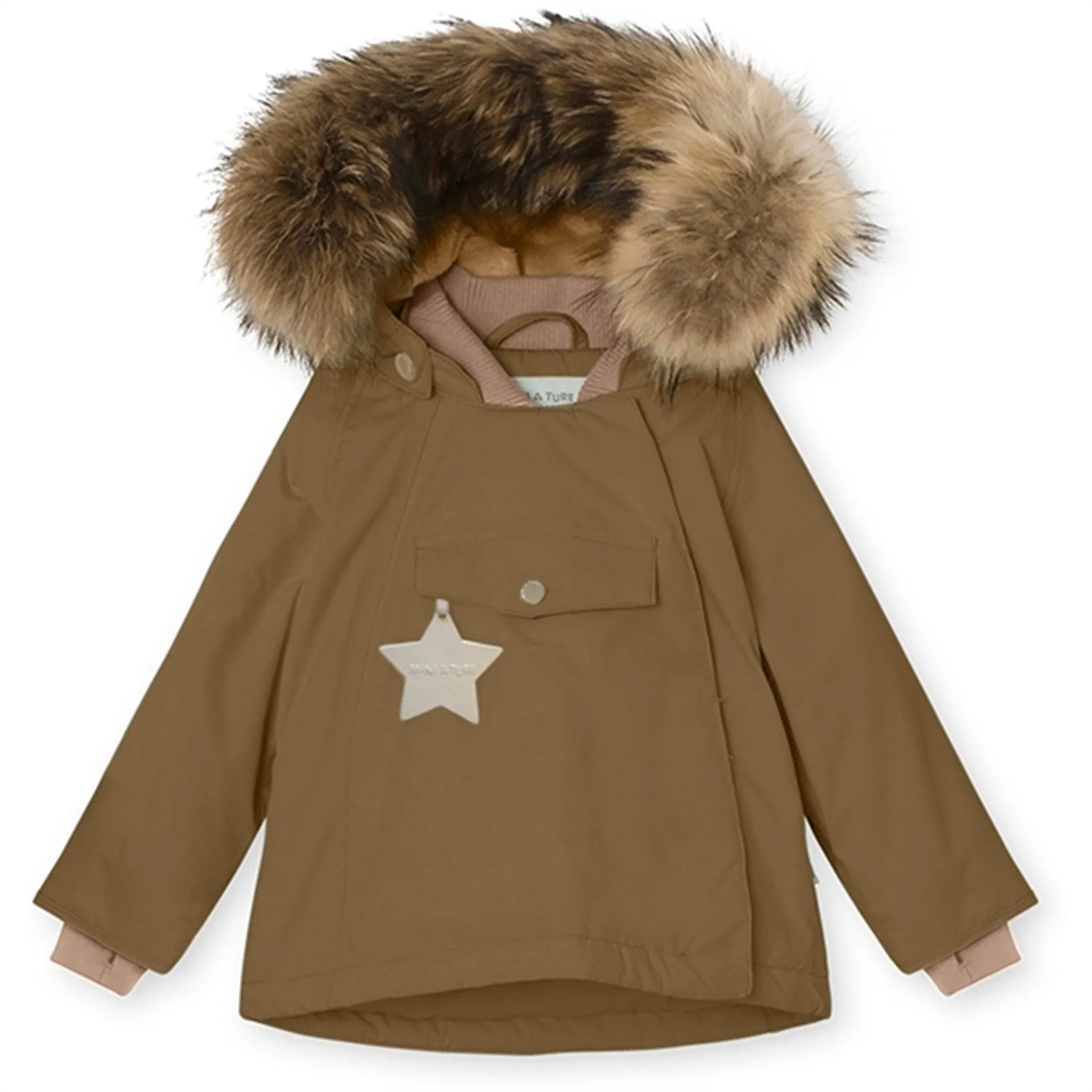 MINI A TURE Wang Fleece Fur Winter Jacket Wood Dual Zip Functionality investment piece