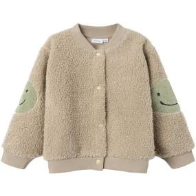 Name It Pure Cashmere Sand Regular Teddy Cardigan Trendy Outerwear Adjustable Waist Tabs