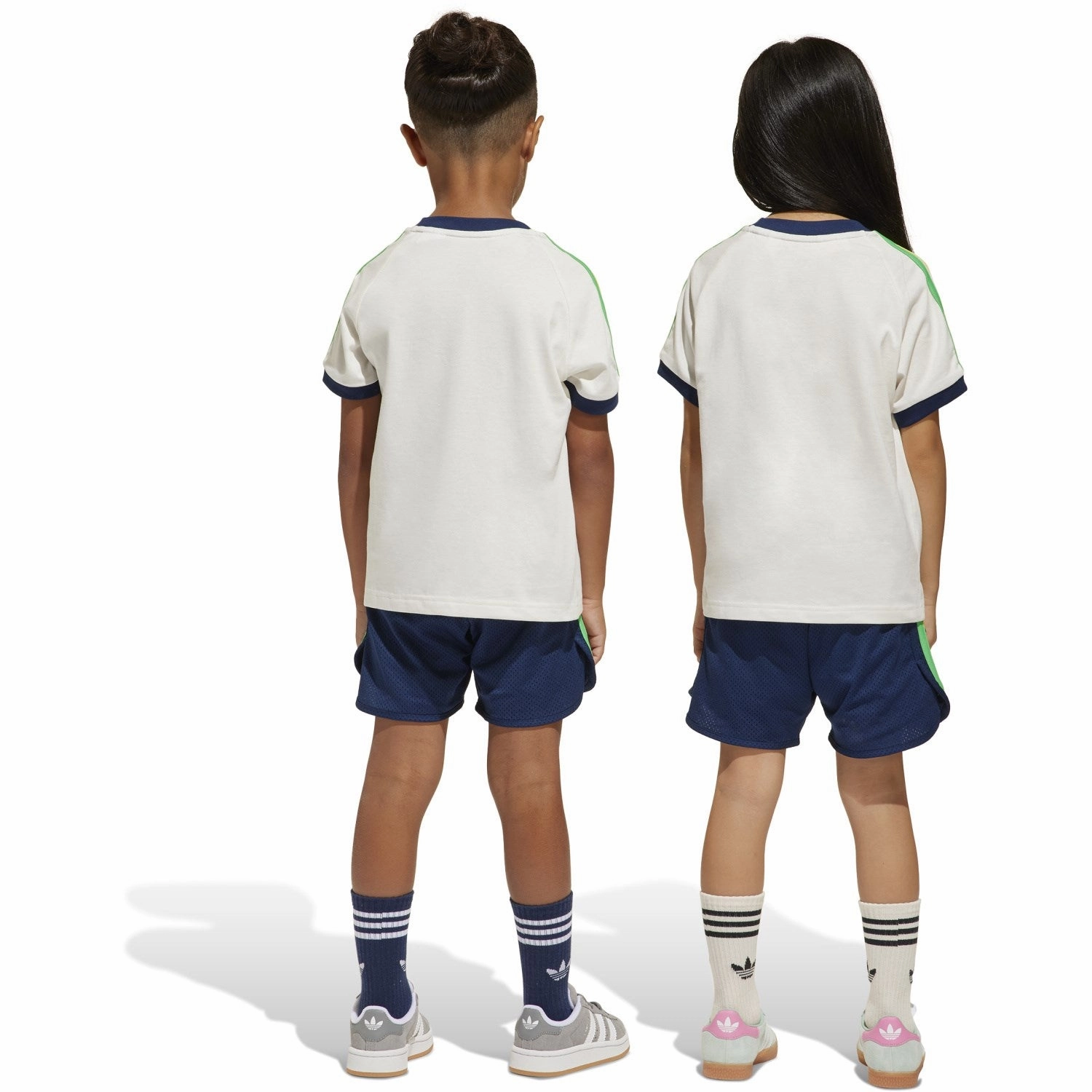 Vented Hem Details High-Performance Fit adidas Originals Cloud White/Night Indigo Shorts Tee Set