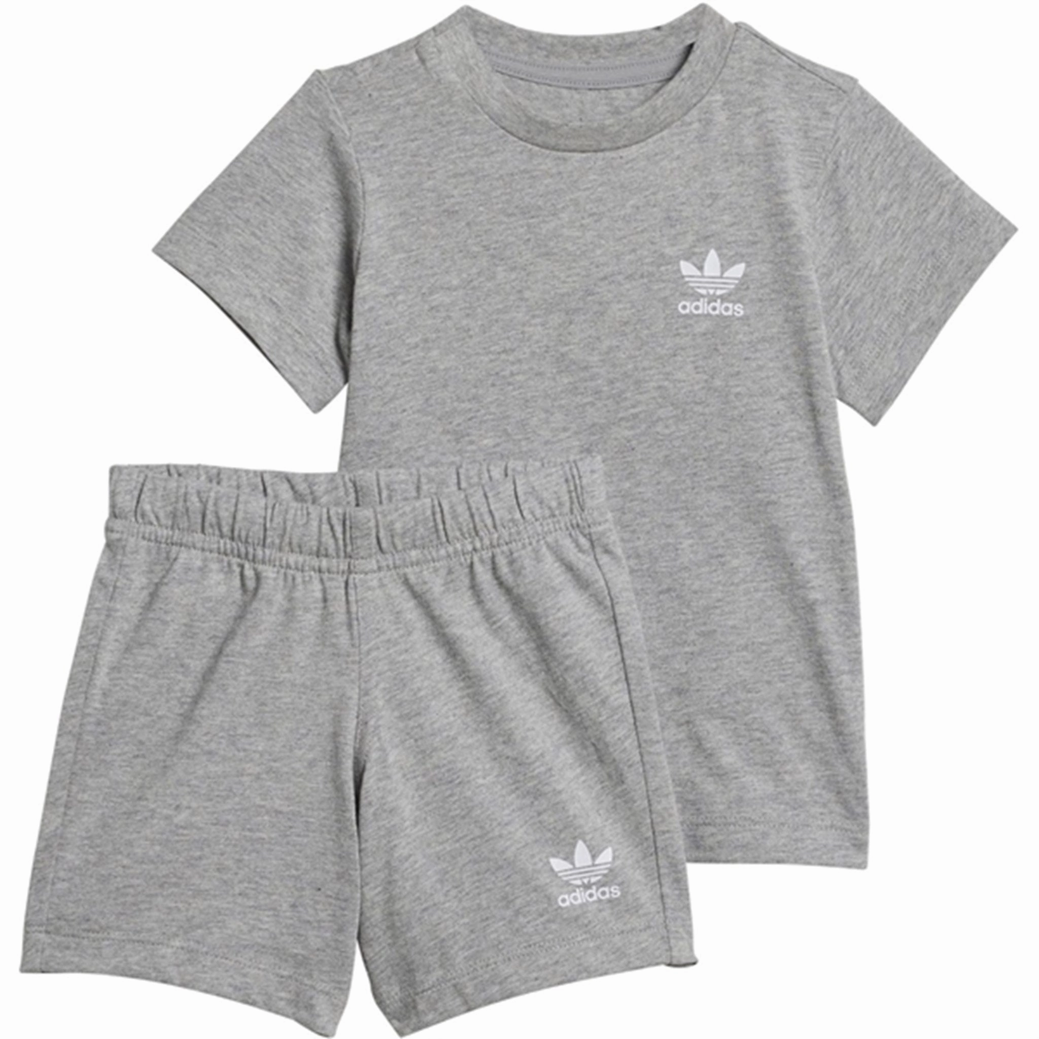 adidas Originals Grey Shorts Tee Set AbrasionResistant printed shorts