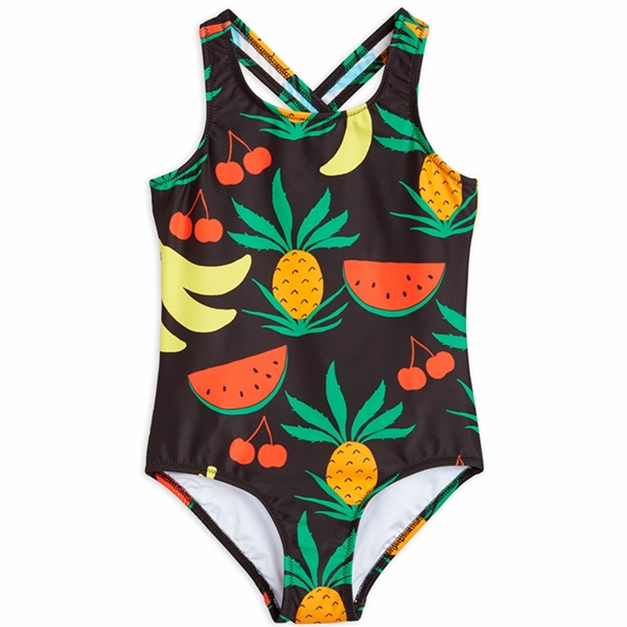 Mini Rodini Fruits Aop Swimsuit Brown Beach Look Double Layered Front
