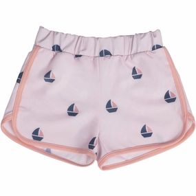 Hydrodynamic Shape Cut Petit Crabe Rose Boat Alexa Swim Shorts