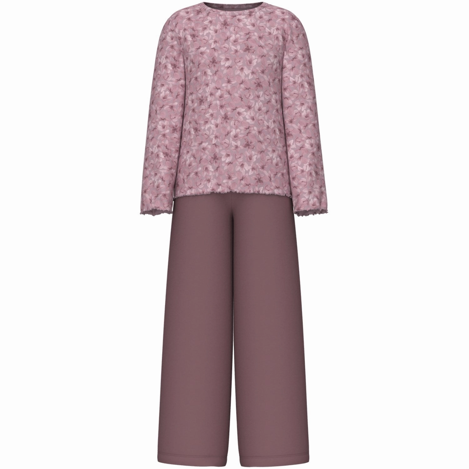 Name It Mauve Shadows Pajamas Mauve Flower Loose Rib Noos Snug Form High Breathability Knit