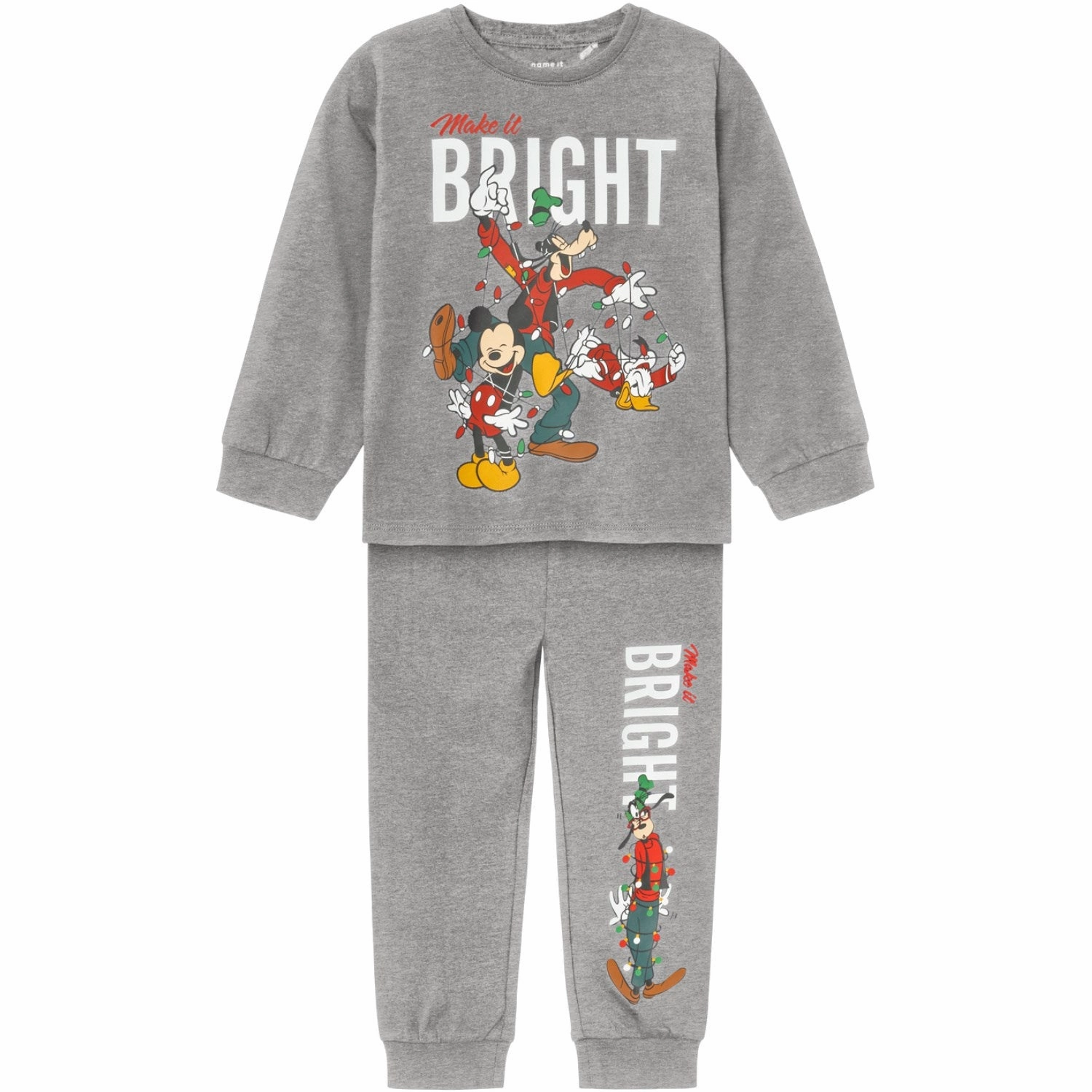Moisture Wicking Technology Name It Grey Melange Silva Mickey Mouse Nightset