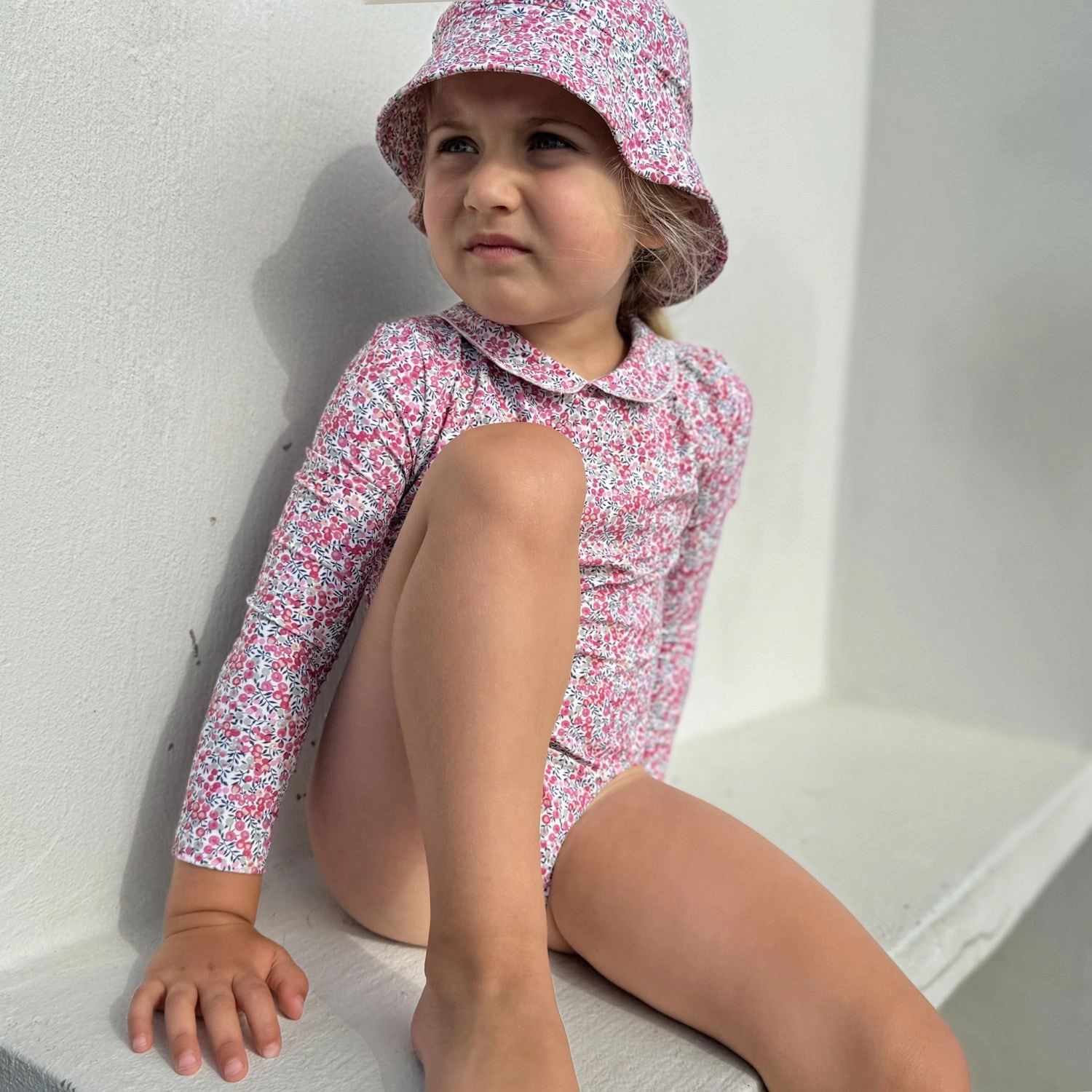 Petit Crabe Wiltshire Bud Peeter Pan Collar Swimsuit L/S - Made With Liberty? Fabric Sun Protection Clothing