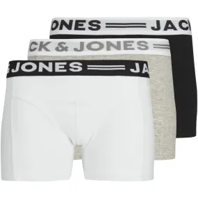 Plus Size Modern Fit Jack & Jones Junior Light Grey Melange Sense Trunks 3-Pack Noos