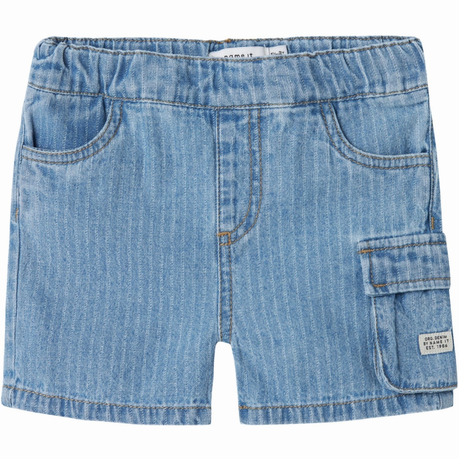 Eco-friendly Name It Light Blue Denim Stripes Ryan Jogger Denim Shorts