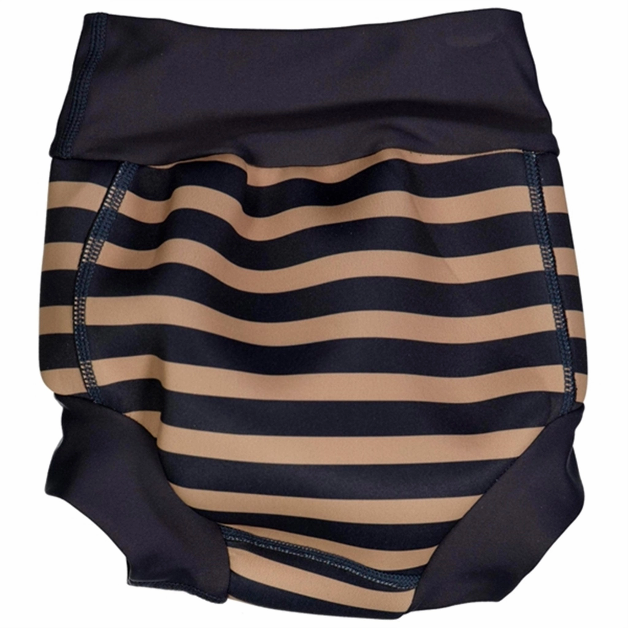 Motion Enhancing Cut Double Layered Stitching Wheat Ink Stripe Neopren Swim Pants