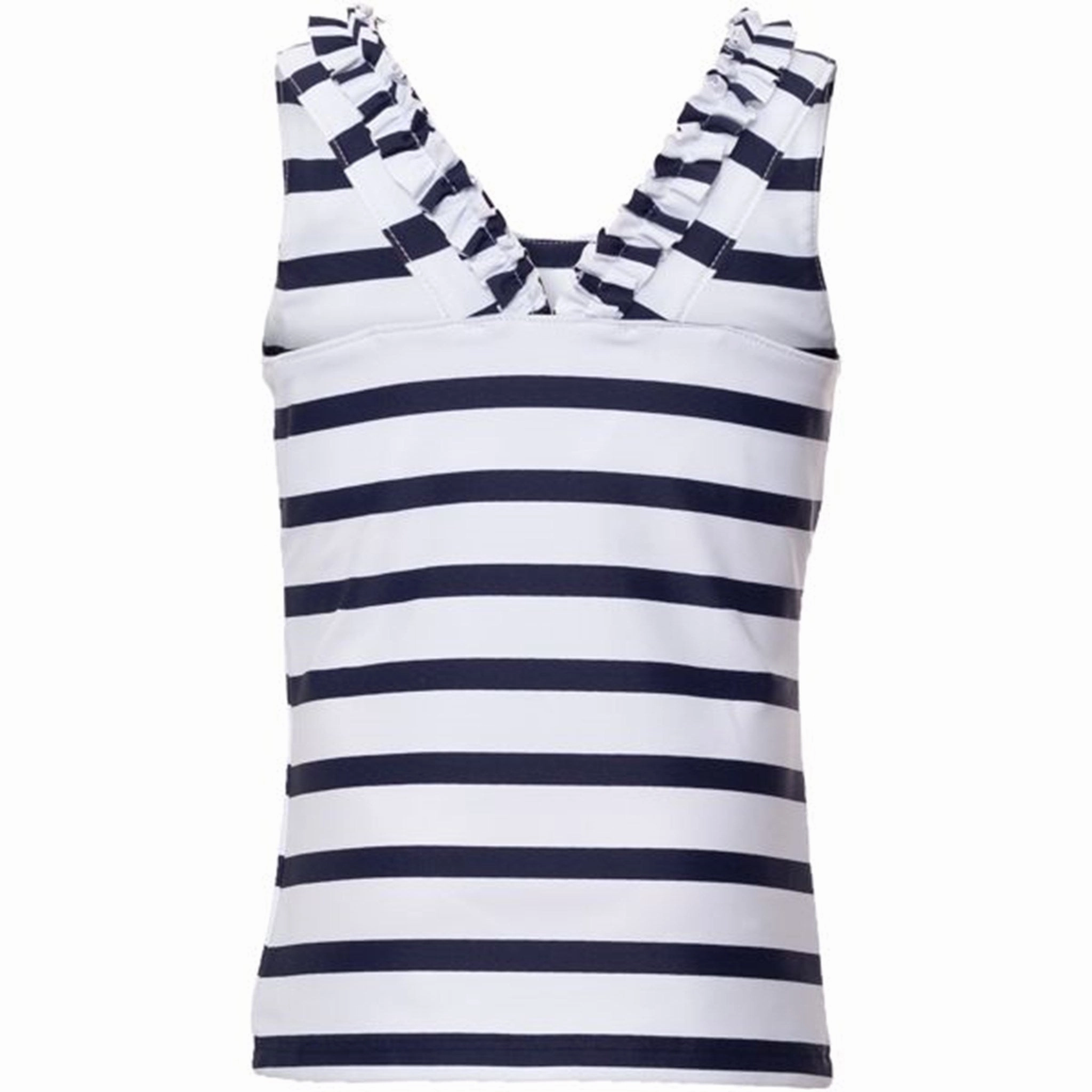 Ruffled-Edges Petit Crabe White/Blue Tankini Top