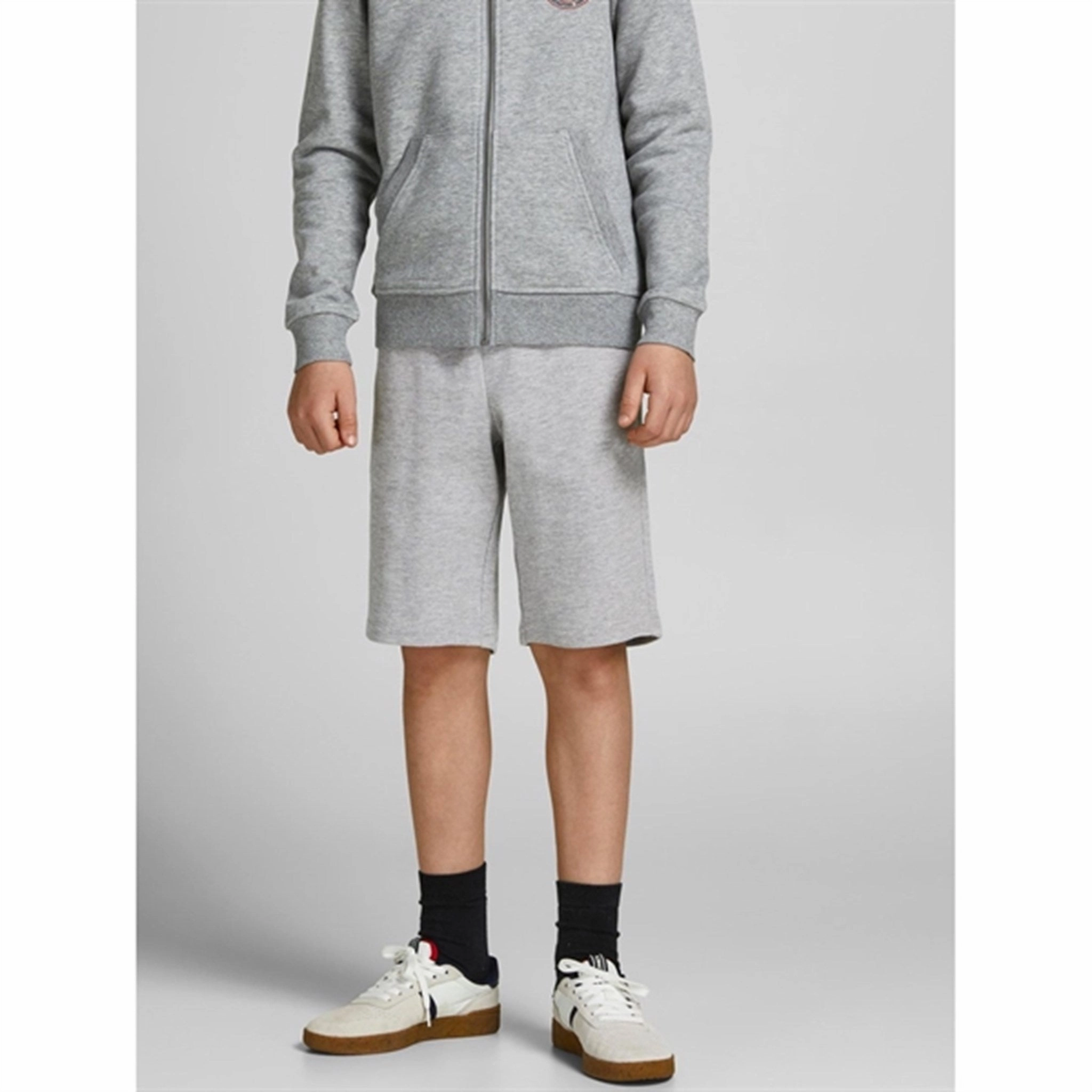 Jack & Jones Junior Light Grey Melange Basic Sweat Shorts low - rise