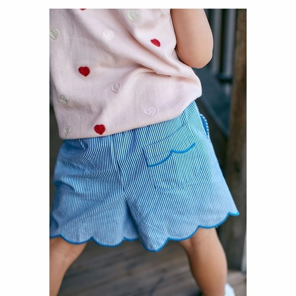 Copenhagen Colors Sharp Blue Stripe Shorts w. Deco Zero Chafe Construction Pilates wear