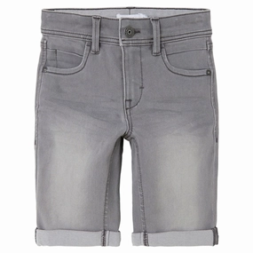 Name it Medium Grey Denim Silas Slim Denim Shorts Noos Stay Fresh checkered pattern