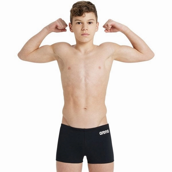 Flexible Boning Design Comfort Wear Arena Team Swim Shorts Solid Black-White