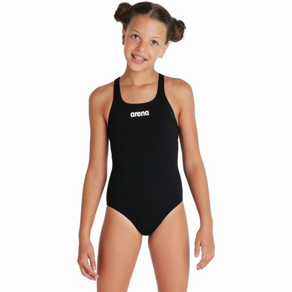 Arena Team Swim Suit Swim Pro Solid Black-White Hydrodynamic Silhouette