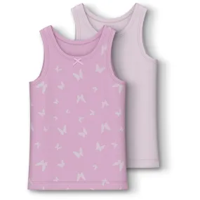 rare wear Name It Pink Lavender Tank Top 2-pack Pink Butterfly Noos