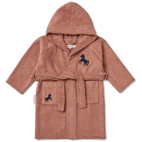 Cozy Fabric Blend Pocket Placement Liewood Kenna Bathrobe Horses/Dark Rosetta