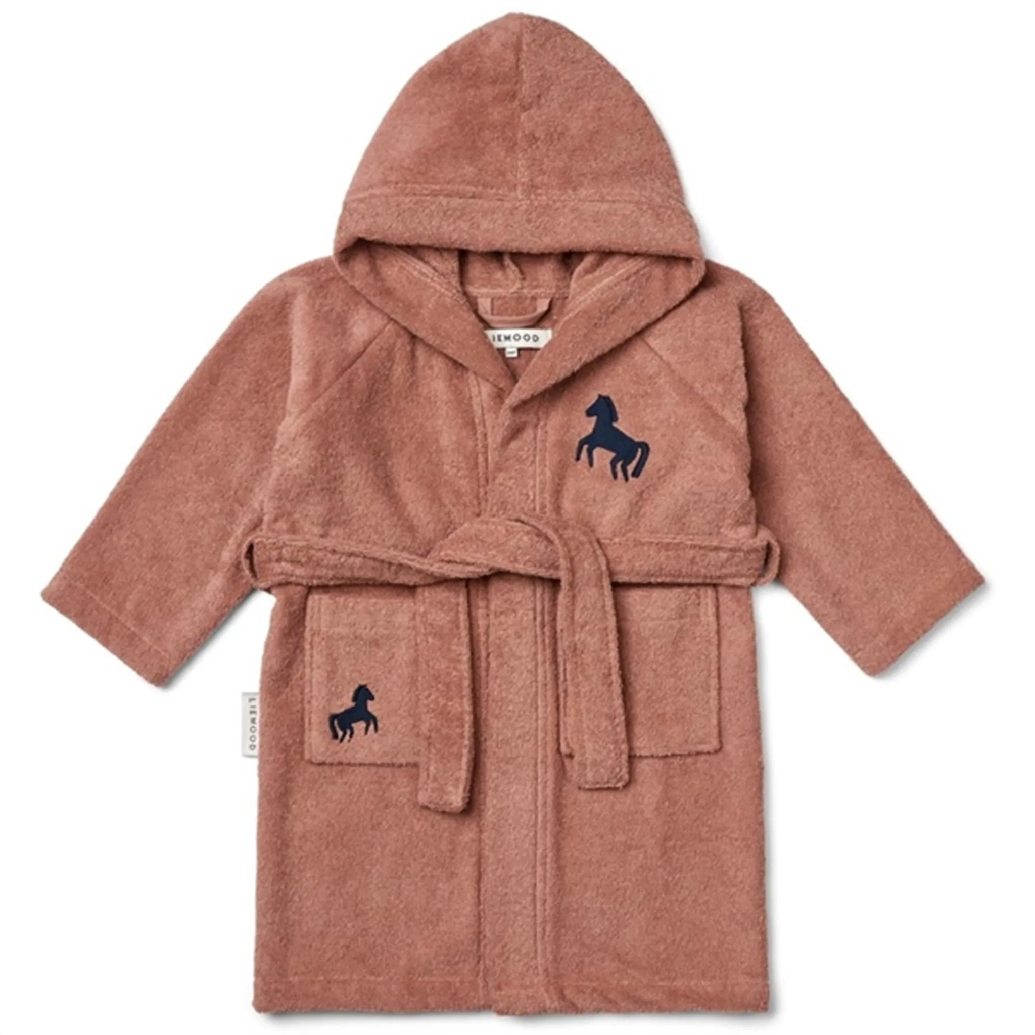 Cozy Fabric Blend Pocket Placement Liewood Kenna Bathrobe Horses/Dark Rosetta