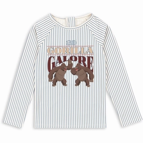 Konges Sl?jd Aster Swim Blouse Stripe Bluie Stretch Fabric Flexible Back Design