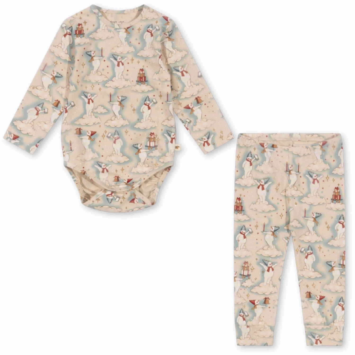 Konges Sl?jd Let It Snow Basic Bodysuit Ls/Pants Set Gots Sofa Friendly