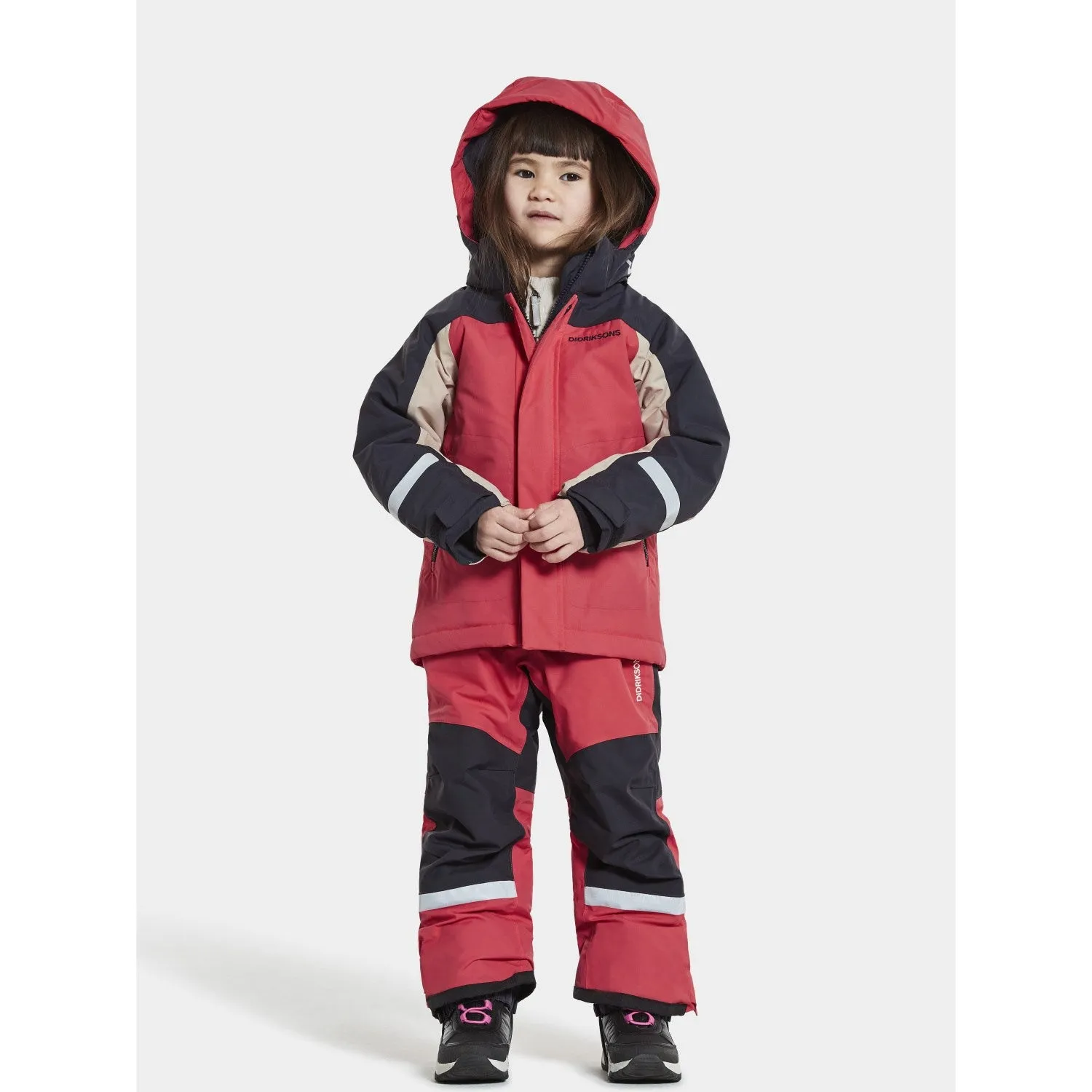 Didriksons Modern Pink Neptun Kids Jacket Side Pockets Ergonomic Shoulder Design