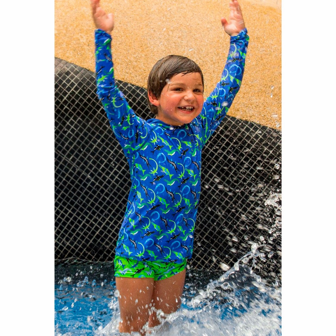 Moisture wicking Versatile Wear BECO Blue Rashguard Ocean Dinos