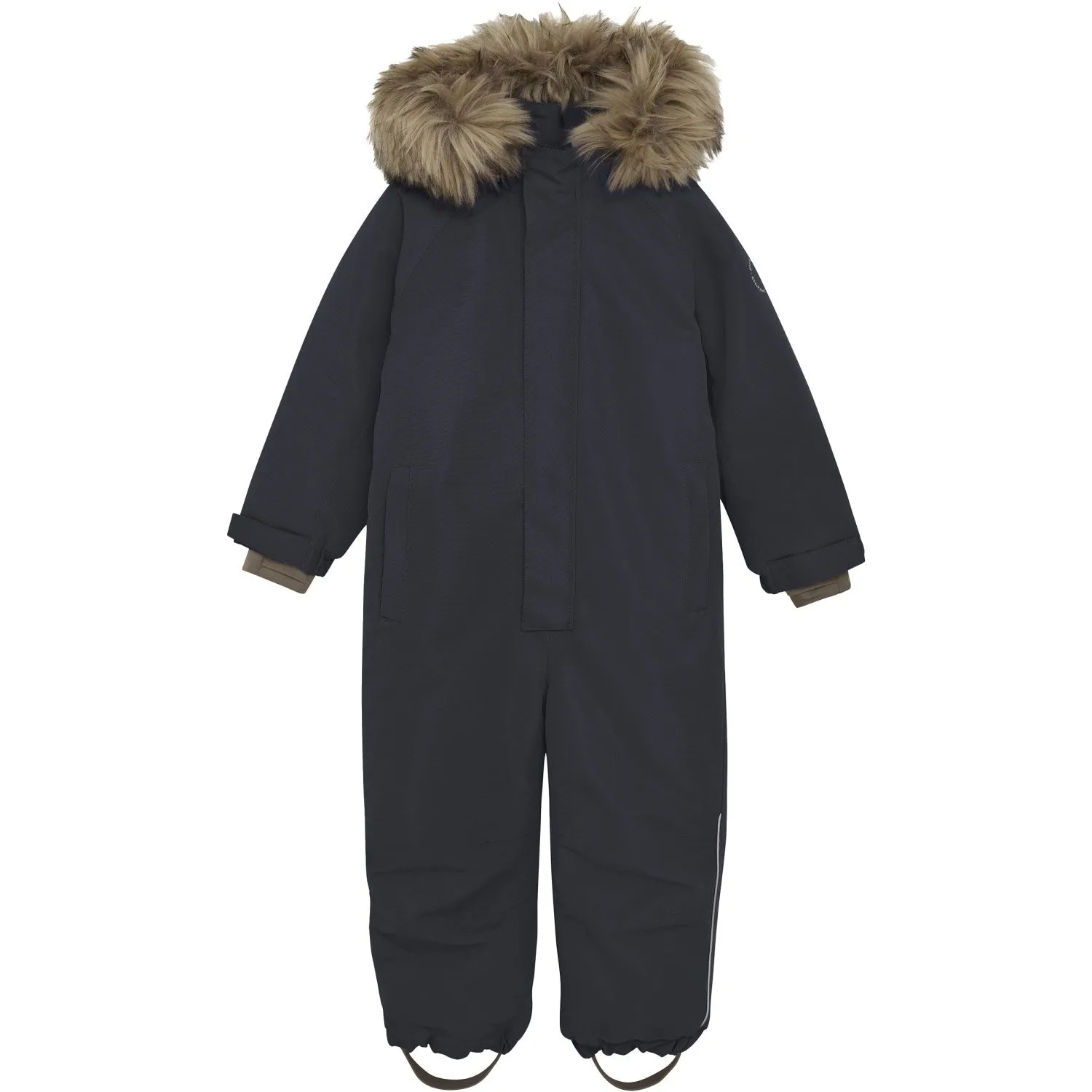 Versatile-Style Clasp-Closure En Fant Ebony Snowsuit W. Fake Fur