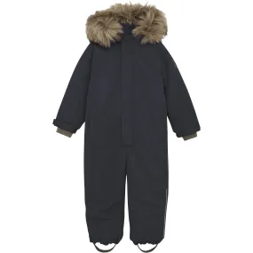 Versatile-Style Clasp-Closure En Fant Ebony Snowsuit W. Fake Fur