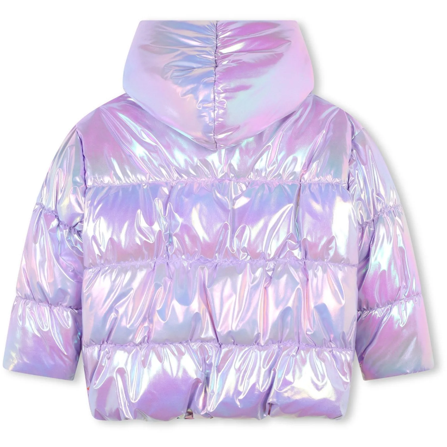 Billieblush Lilac Puffer Jacket Printed-Fabric Point-Collar