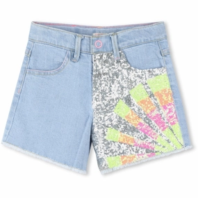 Billieblush Double Stone Bleach Denim Shorts Unique Piece