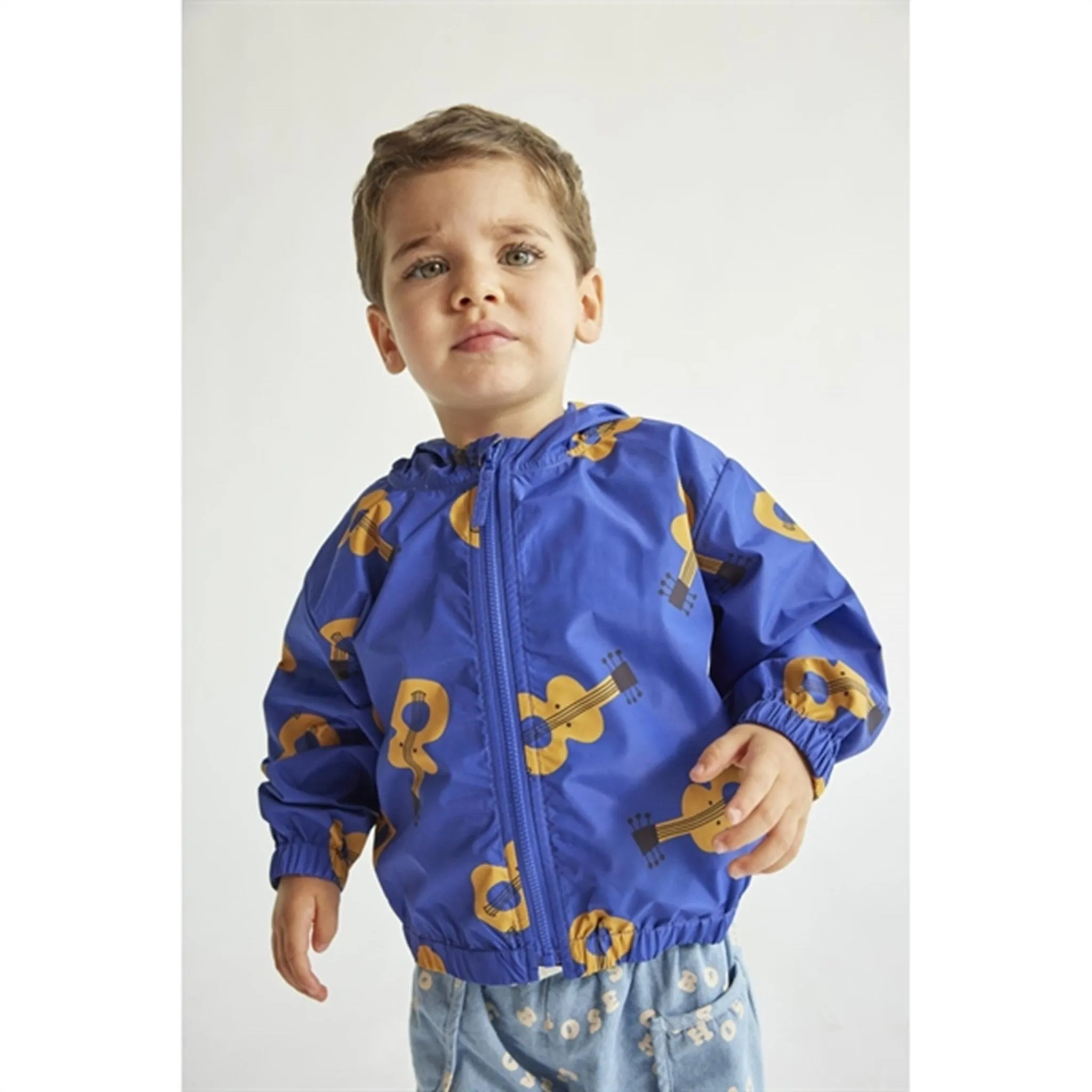 Casual Warmth Bobo Choses Baby Acoustic Guitar All Over Jacket Wind Stopper Blue