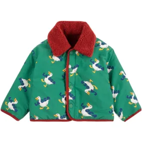 Bobo Choses Green La Oca All Over Reversible Sheepskin Jacket Breathable Mesh Panels HighCollar Design