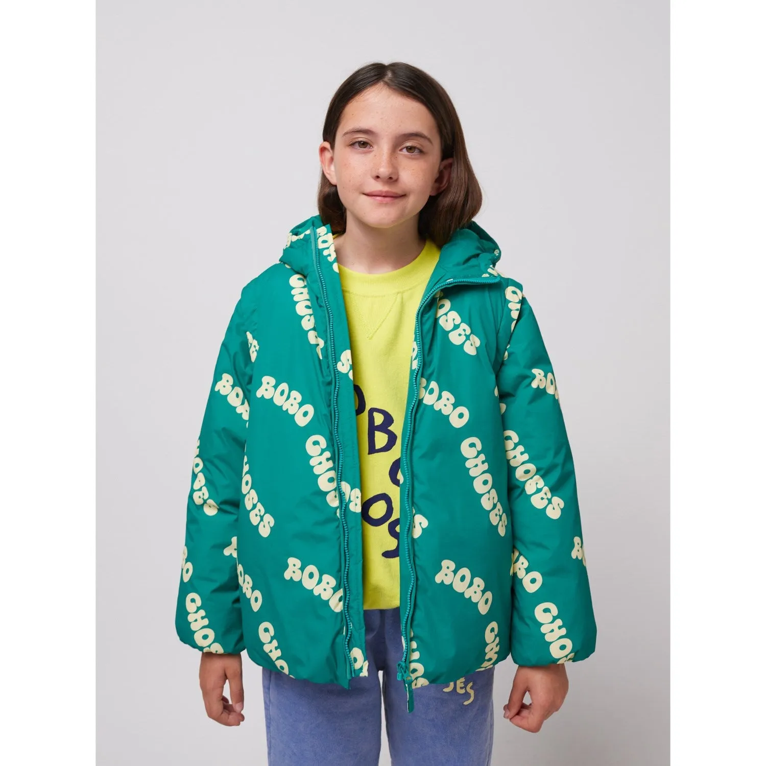campfire Bobo Choses Green Wavy Bobo Choses All Over Light Padded Anorak