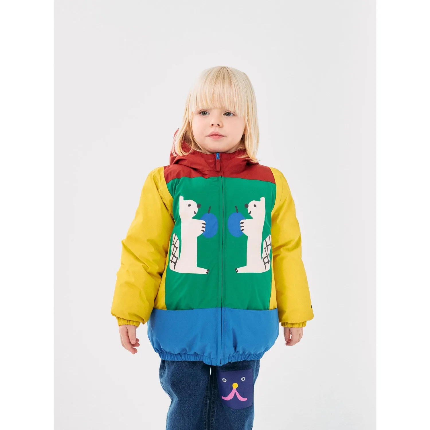 Bobo Choses Multicolor Hungry Squirrel Color Block Anorak plus-size UV-Resistant