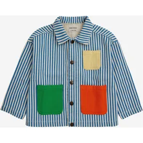Simple Fit Bobo Choses Striped Color Block Denim Jacket Blue