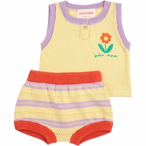 Stay Cool Bobo Choses Beige Flower Knitted Set