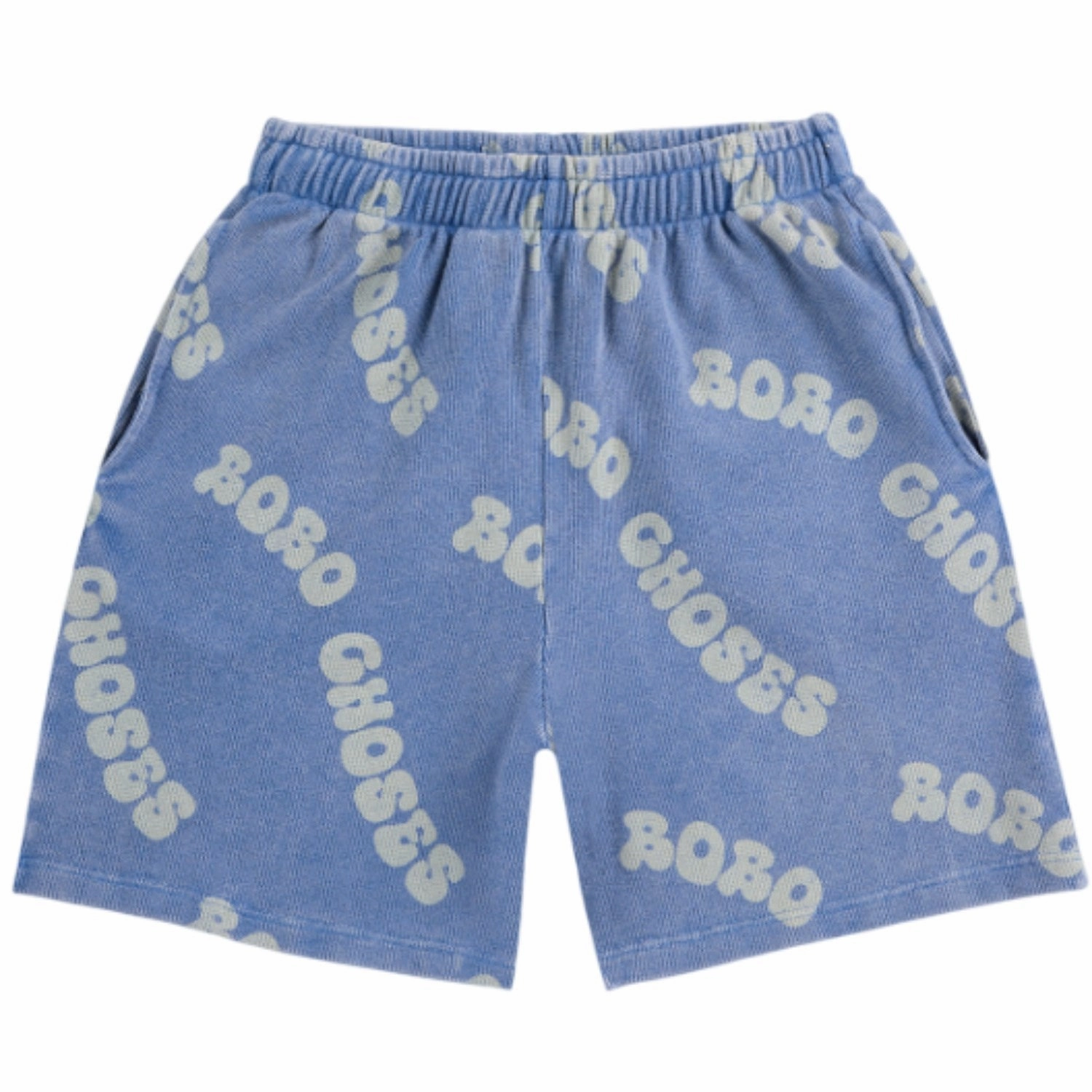 Bobo Choses Blue Wavy Bobo Choses All Over Waffle Bermuda Shorts Cotton Blend Polyester fabric