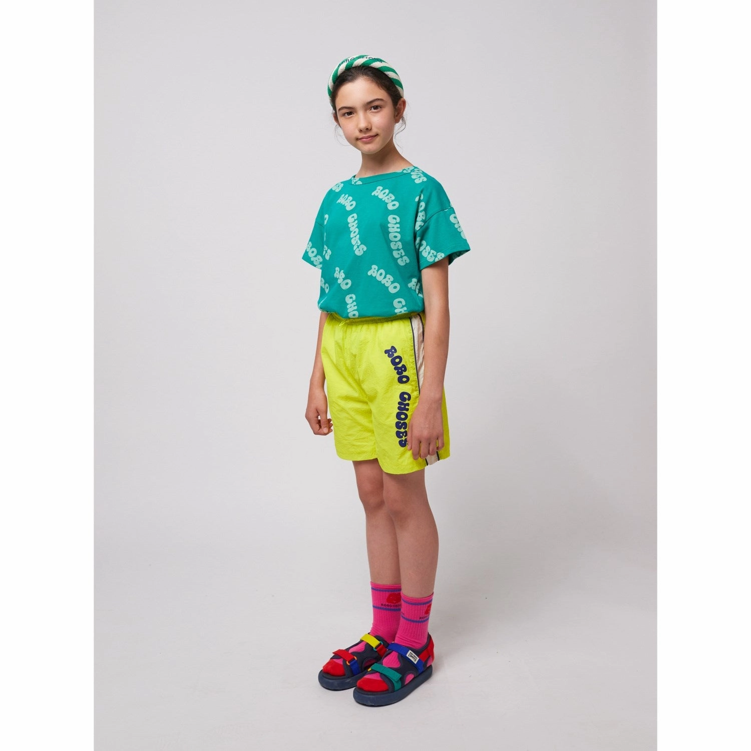 Bobo Choses Light Yellow Wavy Bobo Choses Tracksuit Bermuda Shorts Camouflage Style Effortless Look