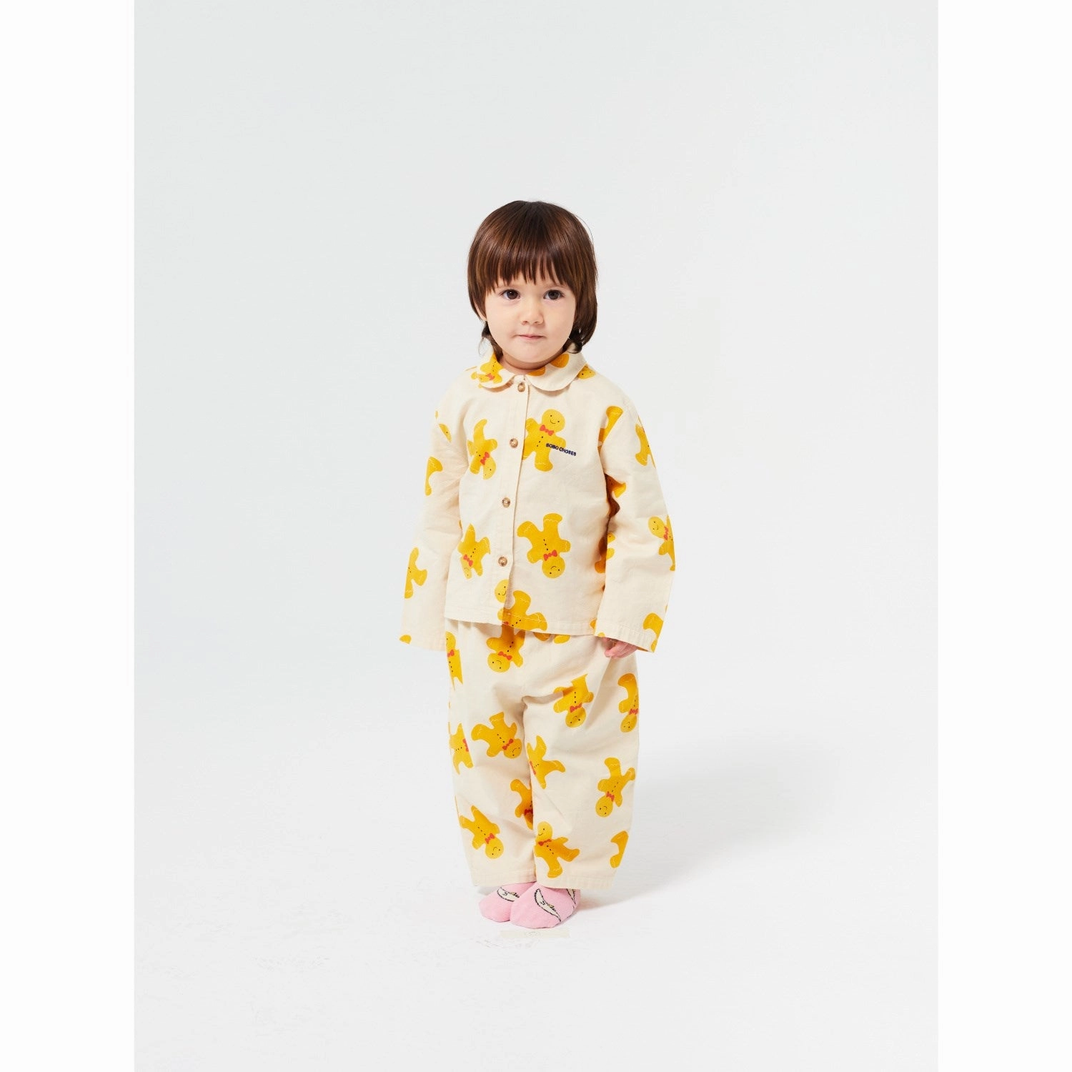 Bobo Choses Offwhite Baby Gingerbread All Over Lounge Set High Neckline Cool Indoors