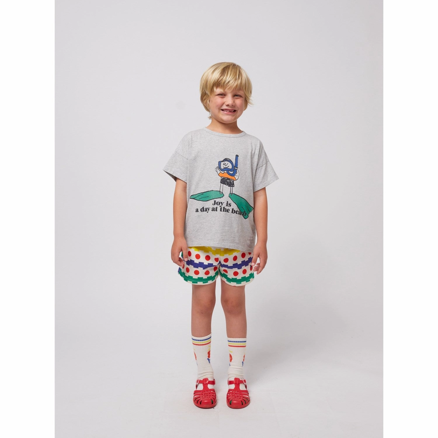 Bobo Choses Offwhite Geometric All Over Waffle Shorts Flex Foam Insert