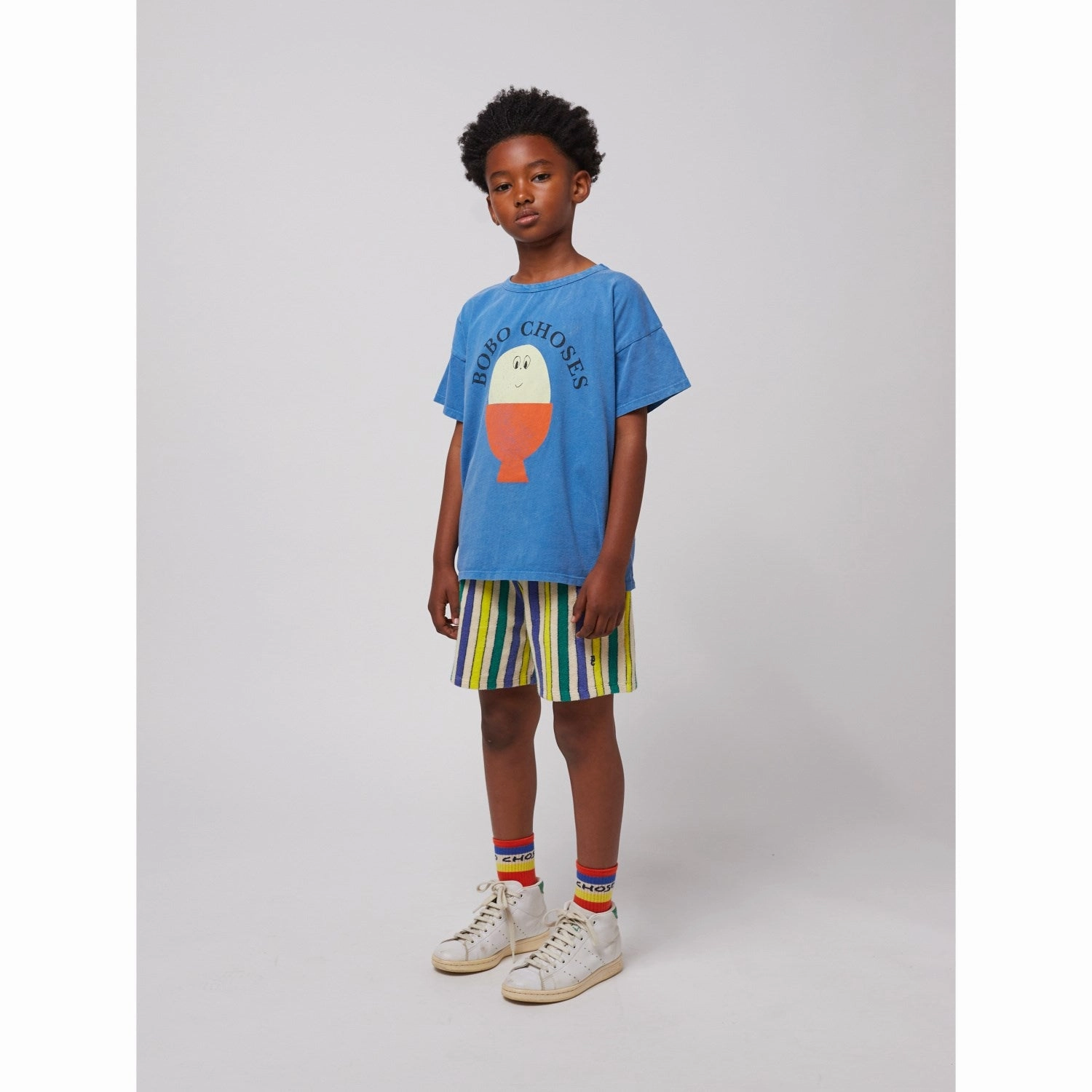 Bobo Choses Offwhite Multicolor Stripes Terry Cloth Bermuda Shorts Warm Mood