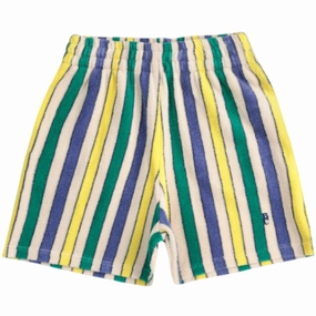 Athletic Silhouette Day Trip Wear Bobo Choses Offwhite Multicolor Stripes Terry Cloth Bermuda Shorts