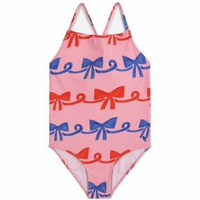 Silicone Grip Accents Bobo Choses Ribbon Bow All Over Swimsuit Fuchsia