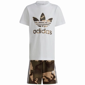 Running Shorts Reflective Safety Details adidas Originals White Shorts Tee Set