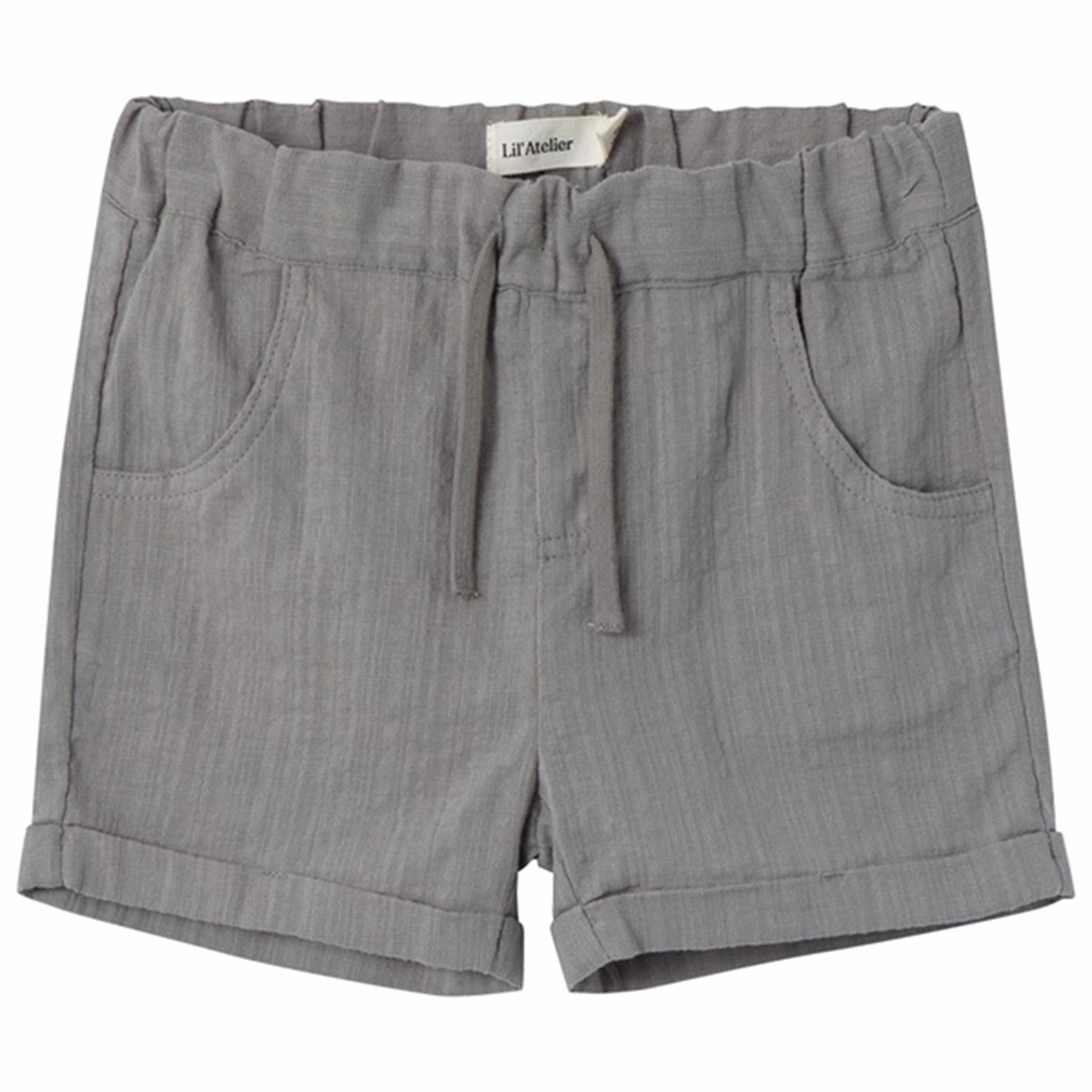 Lil'Atelier Frost Gray Hessa Loose Shorts Moisture Controlled Lining Minimal Finish