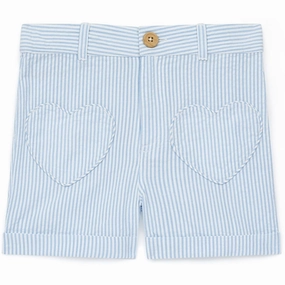 BONTON Rayure Bleue Shorts Office Wear